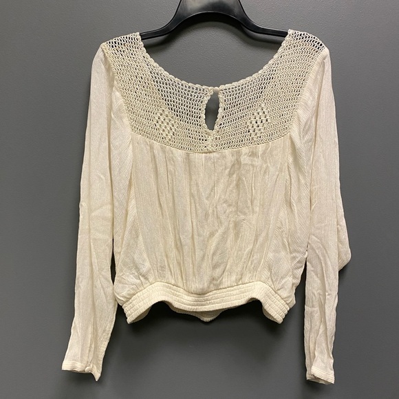 Free People Cream Crochet Detail Boho Crop Top XS - Picture 7 of 9